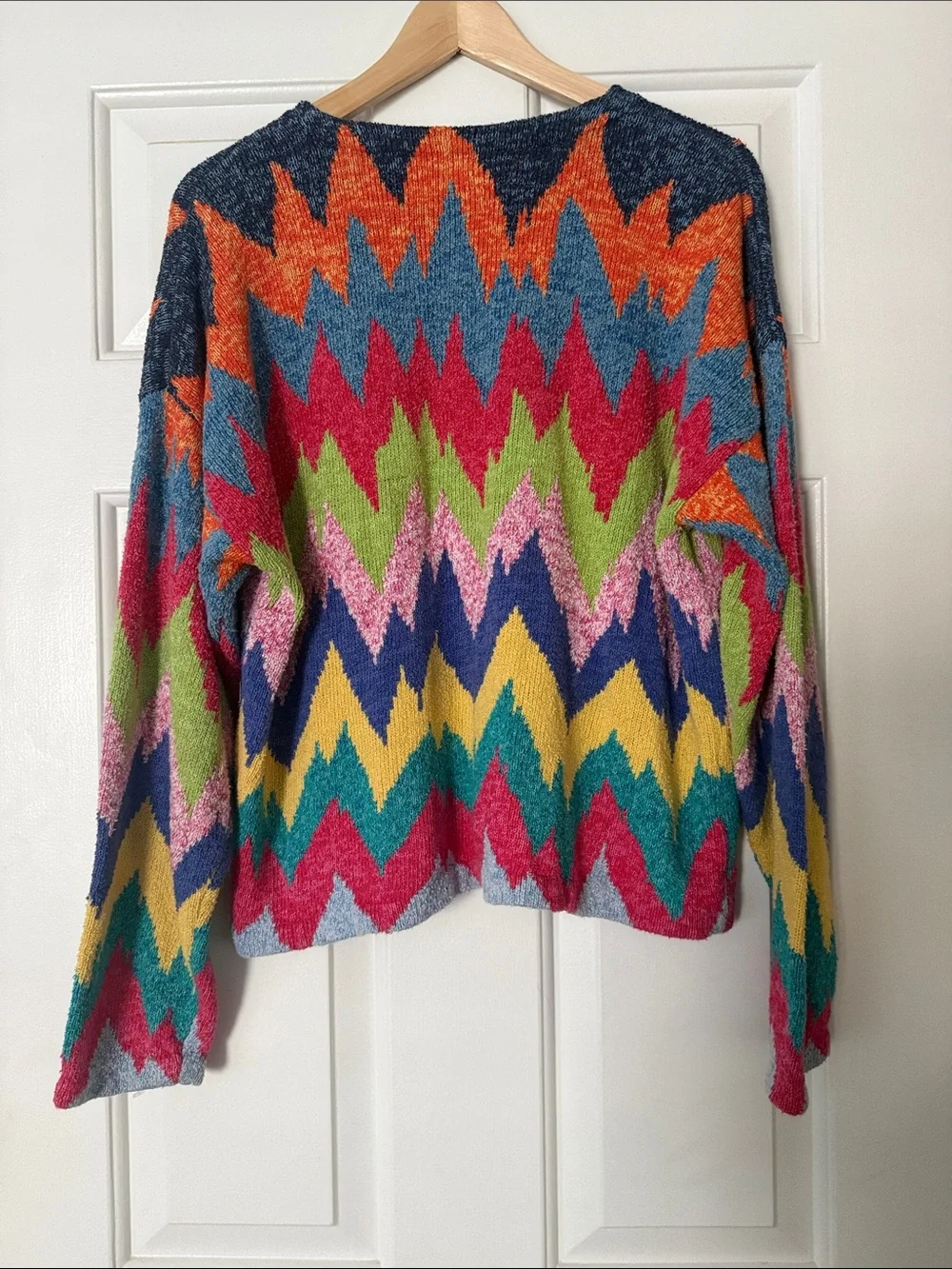 Vintage 90s Jane's Closet Multicolor Zig Zag Chevron Cardigan Sweater